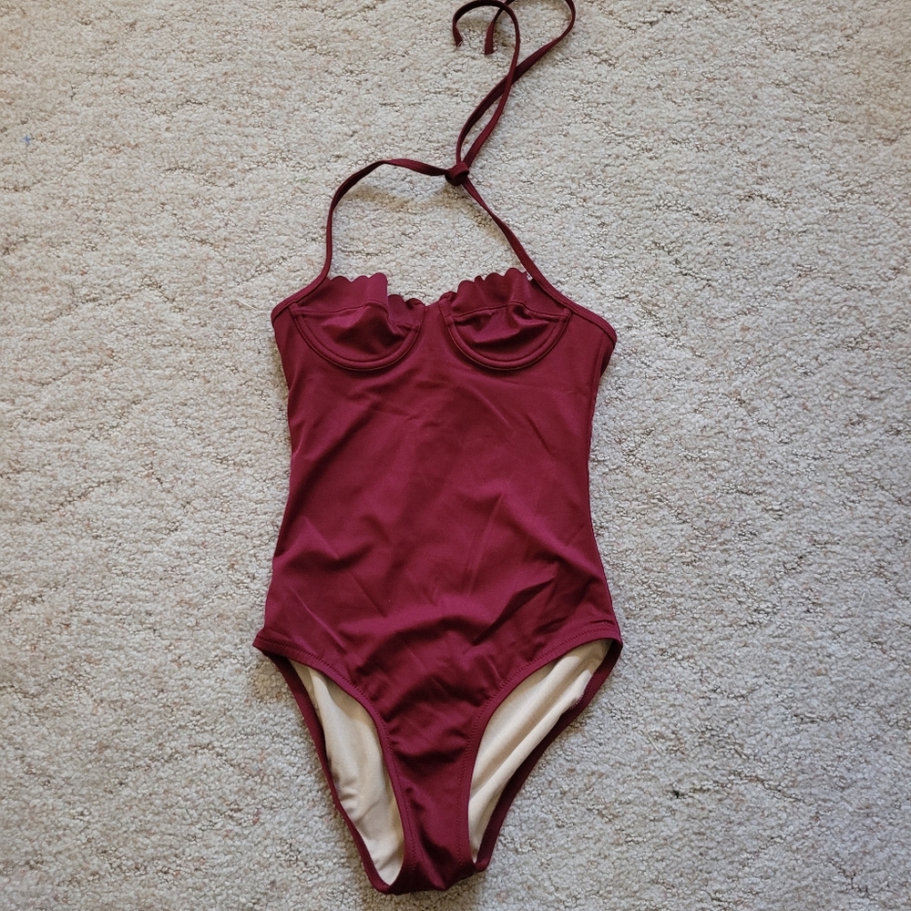 J. Crew Burgundy One Piece Swimsuit